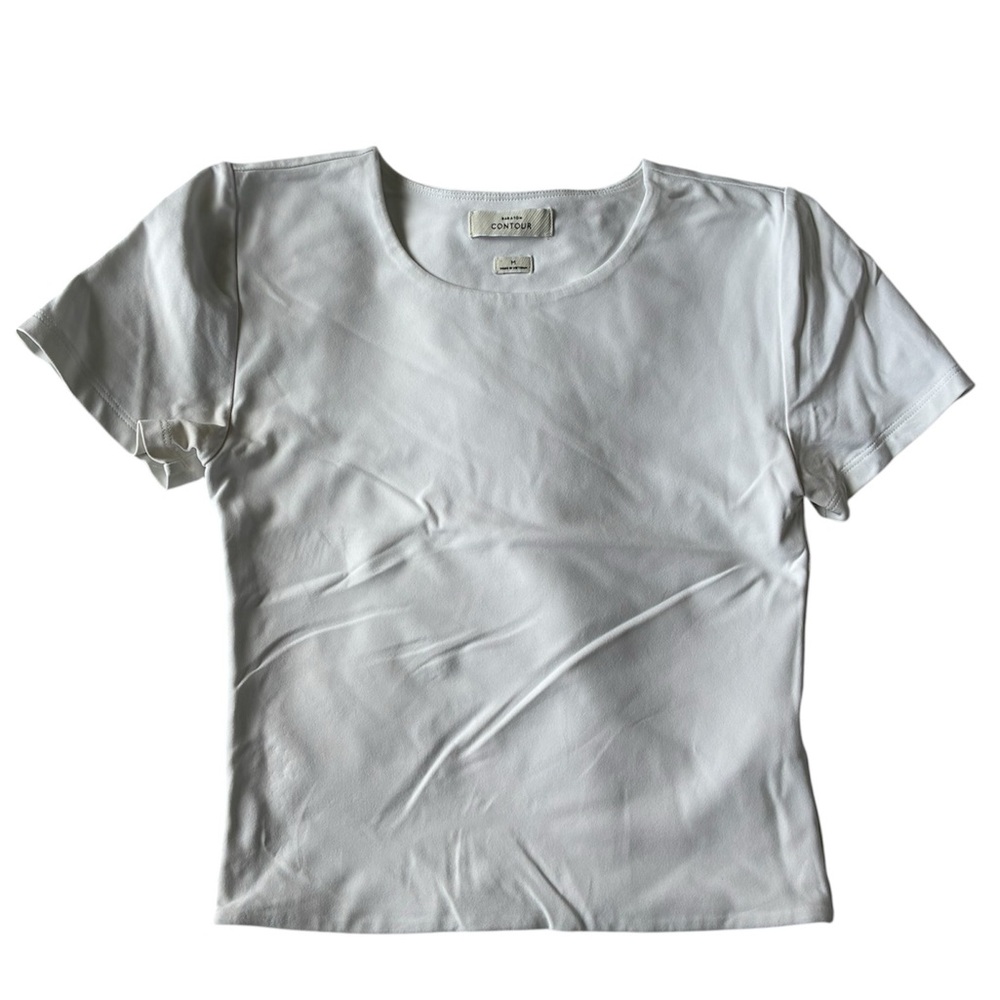 Aritzia Babaton Contour White Short Sleeve Cropped Crewneck Tee